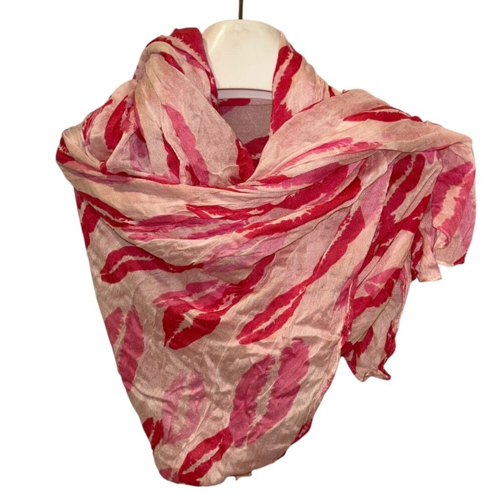Valentines Kissable Lips Pink Red Lips Print Shawl Scarf